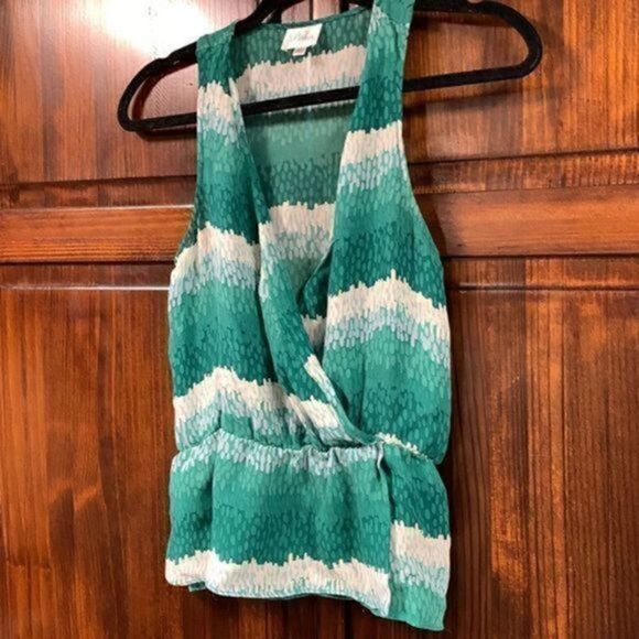 Parker green multicolored tank top blouse size medium - Picture 8 of 14